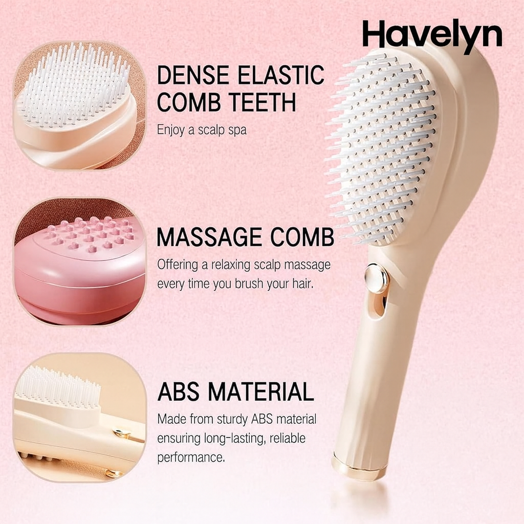 Havelyn Scalp Massage Comb – Retractable Bristle Design